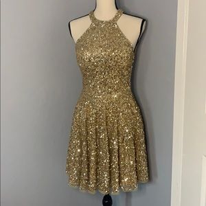 ASHLEYLauren Gold Sequin Cocktail Dress